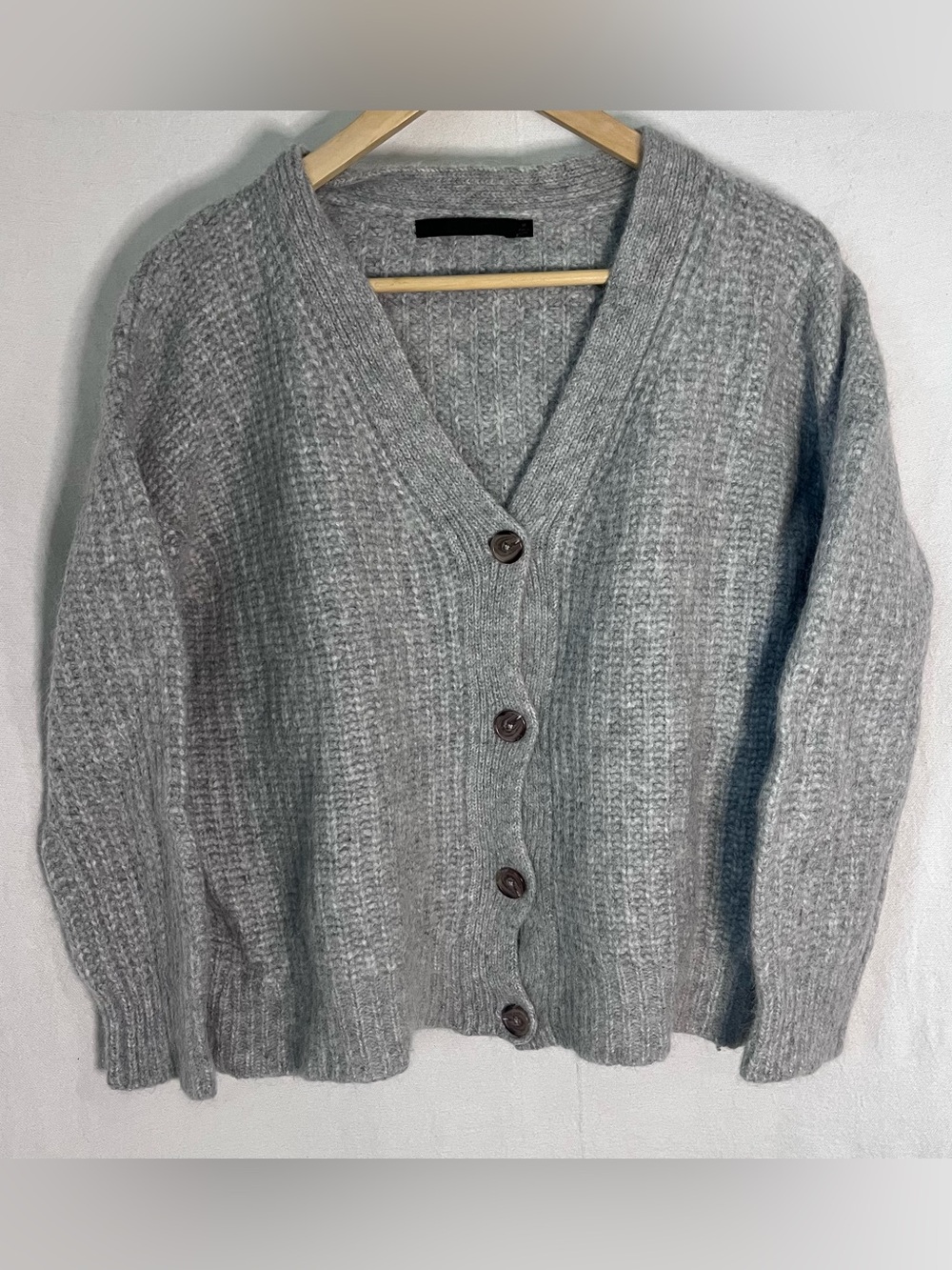 Jenni Kayne Alpaca Cocoon Cardigan Sweater Gray Medium Oversized V-Neck